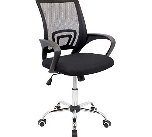 Chaise de Bureau avec Support Lombaire - Chaise de Bureau Fauteuil de Bureau en Maille Transpirant, Pivotant 360 Degrés (Noir)