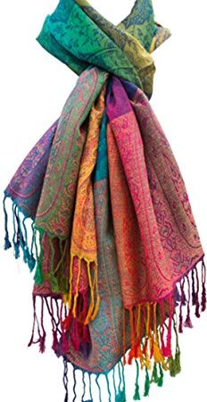 Écharpe pour femme « Marokko », couleurs arc-en-ciel, en pashmina (viscose/polyester), taille XXL, 180 x 60 cm