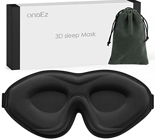 onaEz masque de sommeil, 2022 amélioré masque de nuit pour hommes et femmes, 3D conception de pont de nez haut, 100% occultant doux soie cache yeux pour dormir, avec pochette voyage