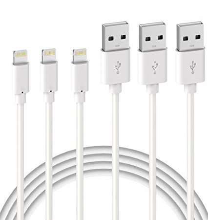 Quntis Lot de 3 Câble de Chargeur iPhone 2m【MFI Certifié】 Fil Lightning Charge Rapide pour iPhone 11 Pro XS Max XR X 8 7 6s 6 Plus 5 Se iPad, Cordon Blanc