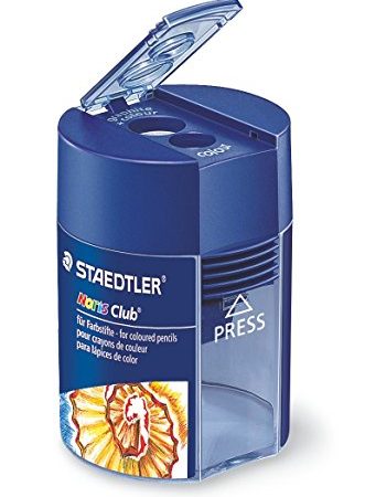 Staedtler 512 002 Noris, Taille-crayon de Haute Qualité à deux Usages, pour Crayons à Papier et Crayons de Couleur Standards, avec Réservoir Cylindrique et Fermeture Hermétique