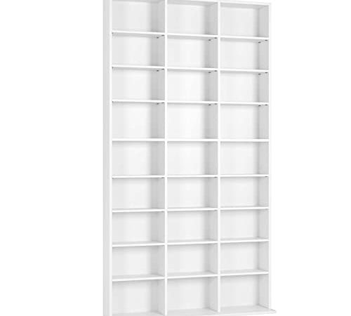 Support CD Réglable en Hauteur Étagère DVD 190cm Bibliothèque Système d’étagère Séparateur de Pièce avec 27 Compartiments