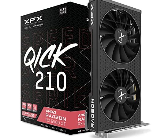 XFX Speedster QICK210 Radeon RX 6500XT Black Carte Graphique de Jeu avec 4 GB GDDR6 HDMI, AMD RDNA™ 2 (RX-65XT4DBDQ)