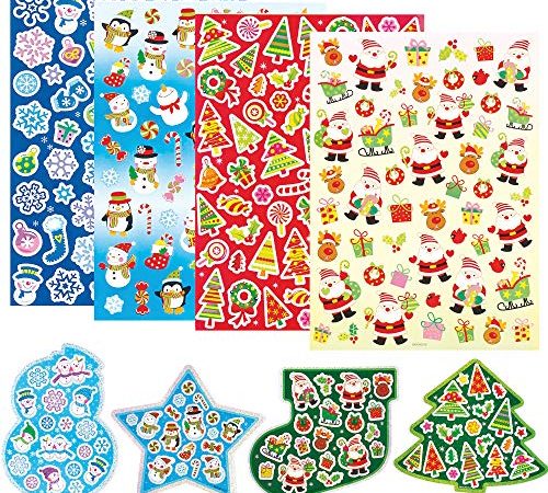 Baker Ross Lot de 280 Autocollants de Noël EX716 Coloris Assortis