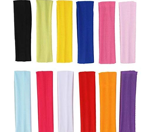 Bandeaux De Coton De Yoga,Bandeau Elastique Extensibles Bandeau de Sport pour Femmes Filles Sports,Yoga,Pilates,Cyclisme 12 Couleurs