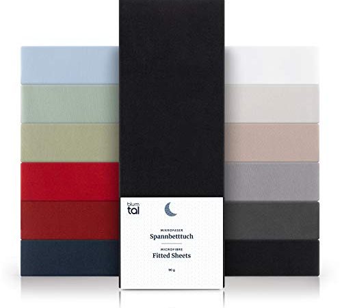 Blumtal - Drap Housse 140x190 Bonnet 30 cm (x1) - en Microfibre De Haute Qualité - Doux, Résistant, Anti Plis - Protege Matelas 140x190 - Noir