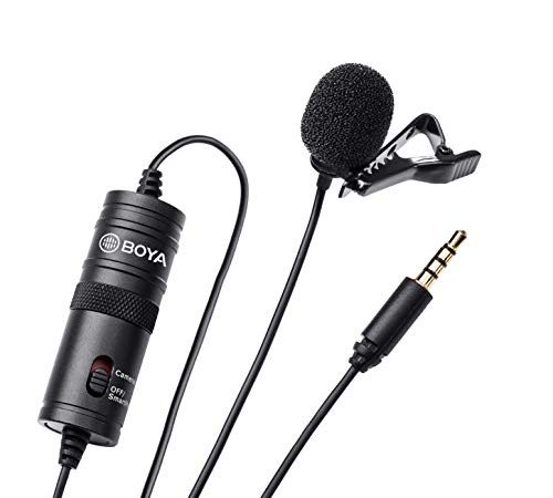 Boya BY-M1 Microphone cravate 3,5 mm pour Smartphone/Canon/Nikon Noir