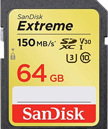 Carte mémoire SDXC SanDisk Extreme 64 Go jusqu'à 150 Mo/s, Classe 10, U3, V30