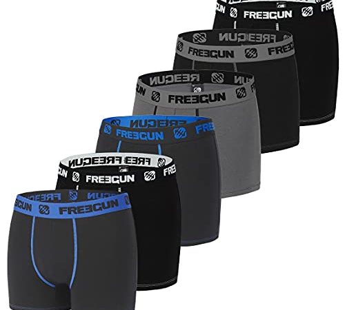 FREEGUN Calecon Boxer Homme Coton Uni (Lot de 6) Taille XL