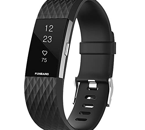 FunBand Bracelet Fitbit Charge 2, Bande en Silicone Souple Sangle de Remplacement Reglables Sport Accessorie pour Montre Connectée Fitbit Charge 2