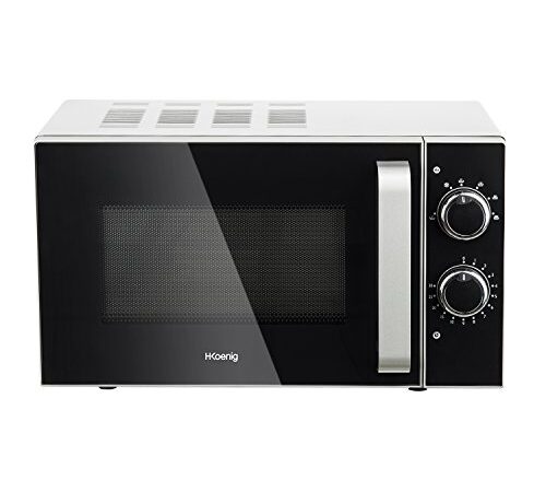 H.Koenig VIO4 Micro-ondes Compact Design 20L, Puissant 700W, Plateau tournant 24,5cm, Multifonction 5 niveaux de chauffe et fonction décongélation, Minuterie jusqu'à 30 min, Rapide, Plan de travail