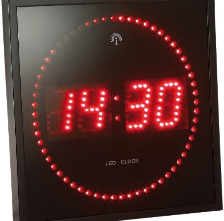 Horloge Digitale Murale radiopilotée avec 170 LED - Rouge [Lunartec]