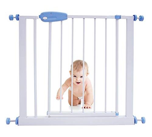 Leogreen - Barrière de Sécurité sans Perçage Barrière Sécurité Enfant Extensible de 74 à 87 cm, Easy Lock avec Une Main