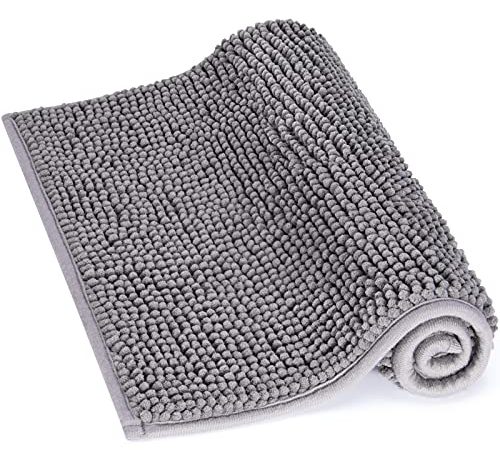 Lifewit Tapis de Bain Absorbant Antidérapant 61 x 43 cm Extra Epais Tapis de Douche pour Salle de Bain Gris