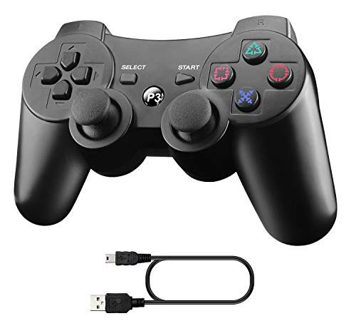 Molyhood Manette PS3, Manette sans fil pour Playstation3 Bluetooth Manette de jeu pour PS3 avec Double Vibration Six Axes Télécommande