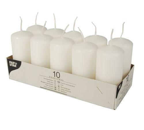 PAPSTAR - 10 bougies - Ø 40 mm x 90 mm - Blanc