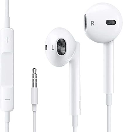 pour écouteurs Intra-Auriculaires 3.5mm[Apple MFi Certified] avec câble écouteurs avec Microphone et contrôle du Volume pour iPhone, iPod, iPad, MP3, Huawei, Samsung, Ecouteurs légers avec écouteurs