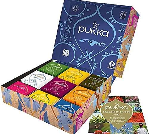 Pukka Coffret Thés Et Infusions Sélection, Idée Cadeau, Sélection D'Infusions Biologiques Ayurvédiques Issus Du Commerce Equitable, 100% Bio (1 Boite, 45-Sachets)