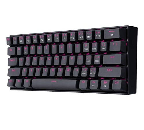 Redragon K630 Dragonborn 60% Clavier de Jeu RVB Filaire, 61 Touches Clavier mécanique Compact Support de Pilote Pro (Lumière Rose-Interrupteur Marron (Noir))