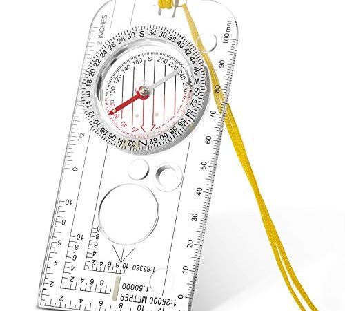 Skylety Boussole de Navigation Boussole Scout Garçon Boussole Orientation Boussole de Randonnée Légère avec Déclinaison Ajustable pour Expédition Lecture Carte Orientation Navigation (12,5 x 6,0 cm)