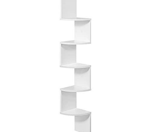 VASAGLE Étagère d'angle, Étagère Murale, Étagère en Forme Zigzag, Bibliothèque, Blanc LBC20WT