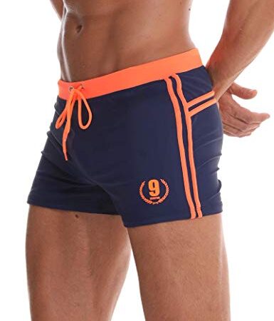 Arcweg Maillot de Bain Homme Boxer S-XL Doublure avec Cordon de Serrage Réglable Confortable (Bleu Marine, L)