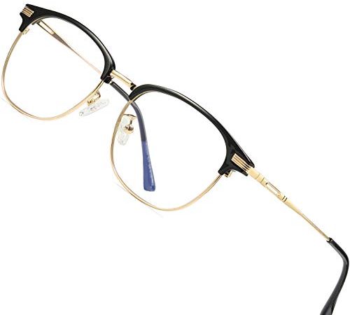 ATTCL Homme Anti lumière Bleue lunettes de lecture Ultra Léger TR90 Anti fatigue Oculaire Filtre UV Monture de Lunettes5054-Or-Noir