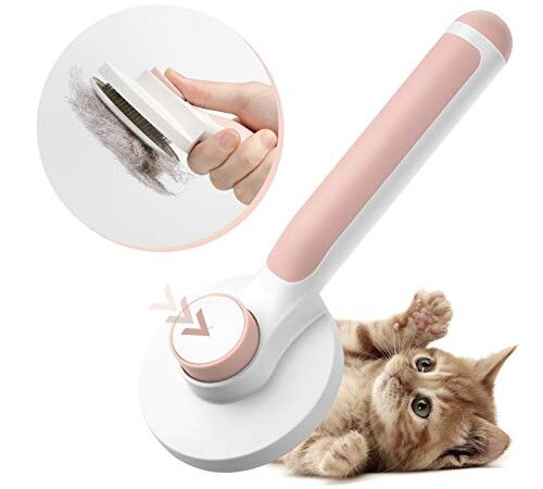 Brosse Chiens Chats, Baytion Brosse Autonettoyante Poils Morts pour Chat Chien Poil Long Court pour Eliminer Efficacement jusqu'à 95% des Poils Morts et Poils Tomentose Sous-poil Tangles Dead