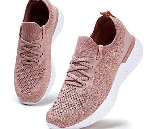 HKR Femme Baskets Tendances Chaussures de Course Road Running Marche ete Athlétique Tennsi Sport Fitness Gym Sneakers Rose 39EU