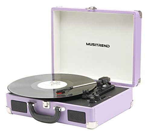 MUSITREND Bluetooth Platine Vinyle, Tourne Disque 33/45/78 TR/Min avec 2 Haut-parleurs stéréo intégrés, Aux-in/RCA, Violet