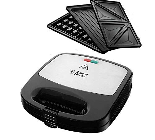 Russell Hobbs Appareil à Sandwich 750W 3en1, Gaufrier, Grill, Plaques Amovibles Anti Adhésives - 24540-56 Fiesta