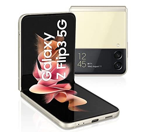 Samsung Galaxy Z Flip3, Téléphone mobile 5G 128Go Crème, Carte SIM non incluse, smartphone Android, Version FR