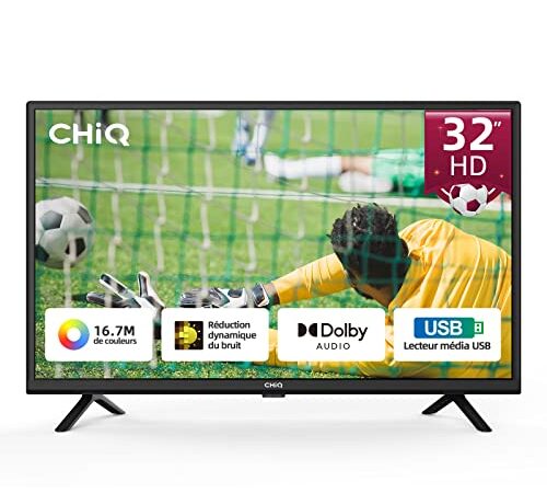 CHIQ TV LED L32G5W, 80 cm (32 Pouces), Dolby Audio, Triple Tuner (DVB-T/T2/C/S/S2), HDMI/USB/CI/RF