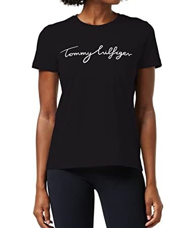 Tommy Hilfiger T-Shirt Femme Heritage Crew Neck Graphic Tee Encolure Ronde, Noir (Masters Black), M