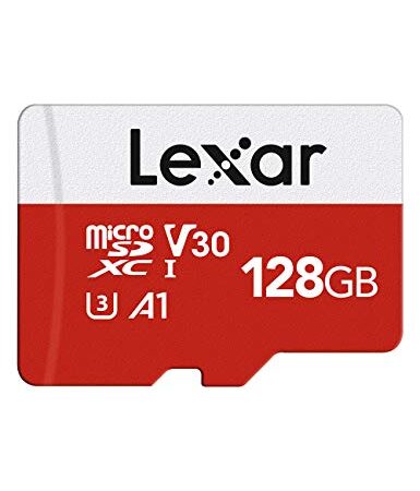 Lexar Carte Micro SD 128 Go, Carte Mémoire microSDXC + Adaptateur SD, microSD Vitesse de Lecture Allant jusqu'à 100 Mo/s, A1, U3, C10, V30, Full HD et 4K UHD, Carte TF