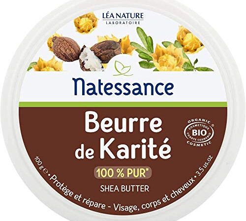 Natessance - Beurre De Karité - Soins du corps - Protège Et Répare - Certifié Cosmebio - Pot de 100 g