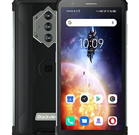Blackview BV6600E IP68 Téléphone Portable Incassable, Batterie 8580mAh (Charge Inversée), 5.7'' HD+ IP68 & IP69K Smartphone Étanche Antichoc Android 11, Octa Core 4GB + 32GB, Caméra 16MP GPS Noir
