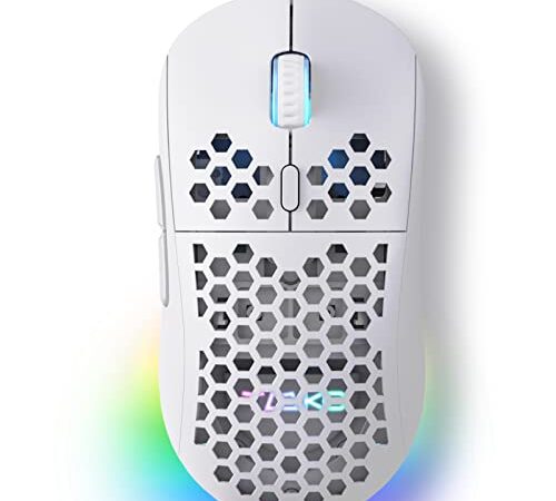 Dierya × TMKB M1SE Souris Gamer,Souris Gaming pour PC, avec capteur Optique 12800 DPI Gaming Mouse, 6 Boutons programmables, RGB Personnalisable, Ergonomique Filaire Souris Filaire Ordinateur - Blanc
