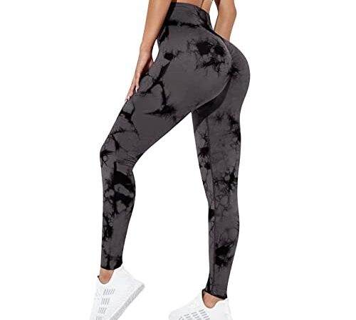 Legging de Sport Push Up Legging de Compression Anti Cellulite à Taille Haute Pantalons de Yoga Slim sans Couture pour Fitness Gym Workout Jogging (as4, Alpha, l, Regular, Regular, Gris)