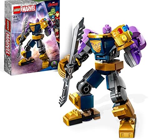 LEGO 76242 Marvel L’Armure Robot de Thanos, Figurine Avengers, Jouet de Construction, avec Gant de l'Infini, Cadeau Super-Héros, Enfants 6 Ans