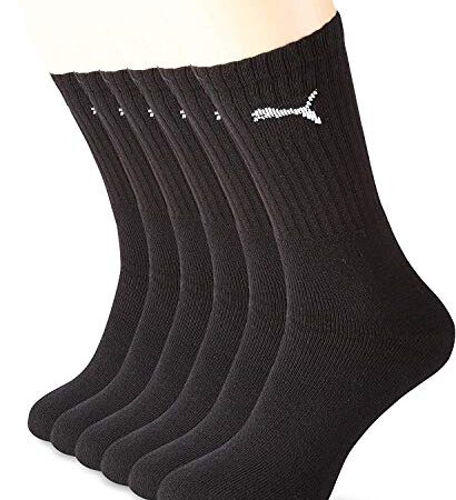 PUMA Unisex Sportsocken Cush Crew 6p Sportsocke, Schwarz, 43-46 EU