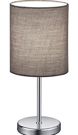 Reality Leuchten Lampe de table Jerry, abat-jour en tissu, E14, 40 W, Gris, 13 x 13 x 28,5 cm