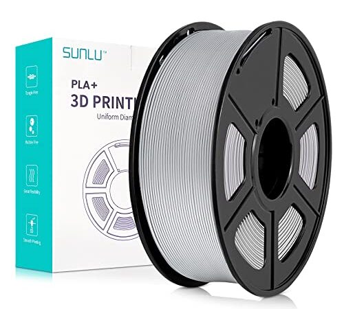 SUNLU Filament PLA+ 1.75mm 1KG, Neatly Wound, Filament pour Imprimante 3D, Filament PLA Plus Résistant, Précision Dimensionnelle +/- 0.02mm, Bobine de 1kg (2.2 LBS) Argent