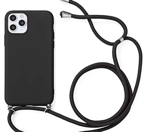 Yoedge Collier Coque Compatible avec Huawei P Smart 2019 6,21", Étui de Téléphone avec Cordon Ultra Mince Souple TPU Bumper Housse TPU 360 Degrés Antichoc avec Cordon Réglable, Noir