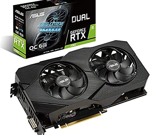 ASUS DUAL GeForce RTX 2060 OC EVO Edition – Carte graphique (6GB GDDR6, HDMI, Ventilateurs axiaux, 0dB, Auto-Extreme)