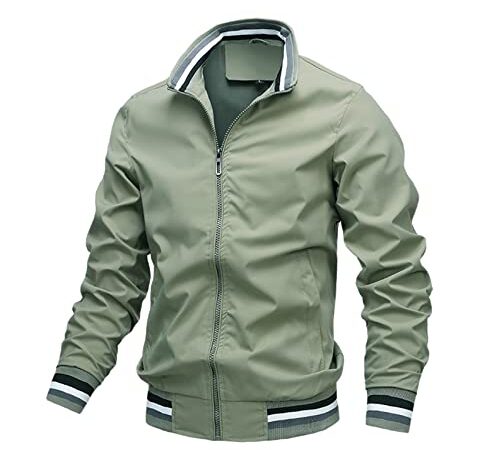 Belle veste décontractée et sportive pour hommes, printemps/automne, couleur unie, vert, L