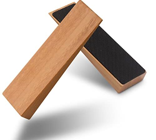 Cale-porte en bambou antidérapant - Lot de 2 blocs porte en bois - Arrêt de porte robuste avec base en caoutchouc - Cale-porte pour tous types de sols et de portes - Door stopper