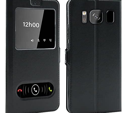 CEKA TECH Etui Coque Housse avec FENETRES pour Samsung Galaxy S8 (5,8 Pouces) - Plusieurs Couleurs Disponibles pour (Samsung S8) - Noir