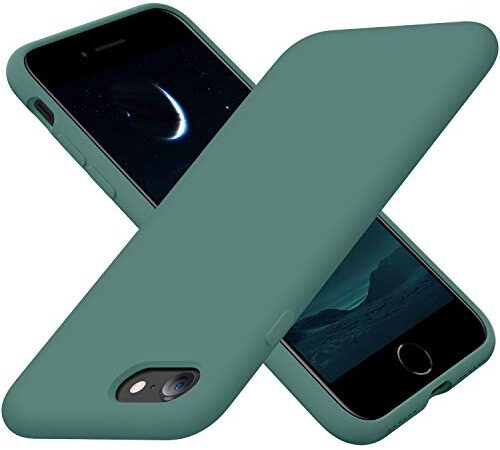 Cordking iPhone SE Case 2022/2020, iPhone 7 8 Case, Silicone Ultra Slim Shockproof Phone Case with [Soft Microfiber Lining], 4.7 inch, Midnight Green