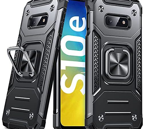 DASFOND Galaxy S10e Coque, Housse de Protection Antichoc de Qualité Militaire, Etui avec Anneau Métallique Améliorée [Support Magnétique],Compatible avec Samsung Galaxy S10e,Noir